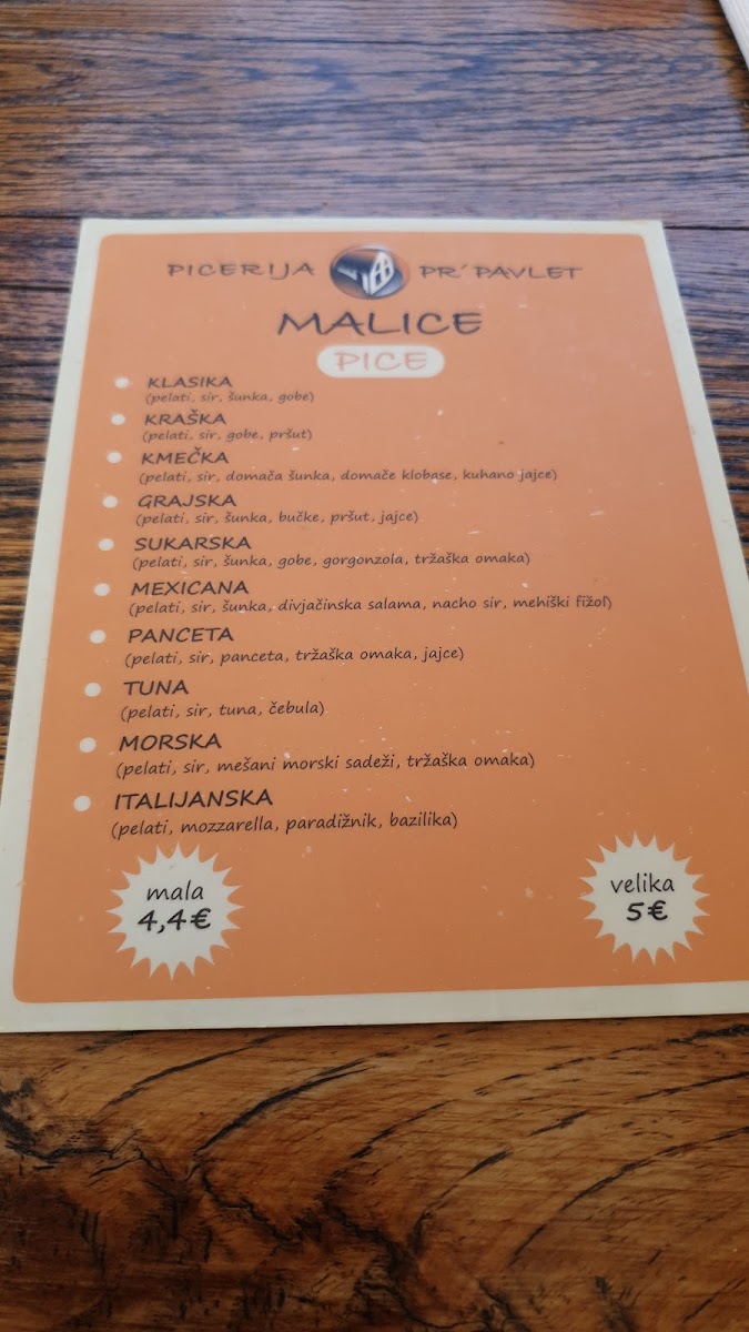 Menu Picerija Pr'pavlet, Setima Gostinstvo D.o.o.-3
