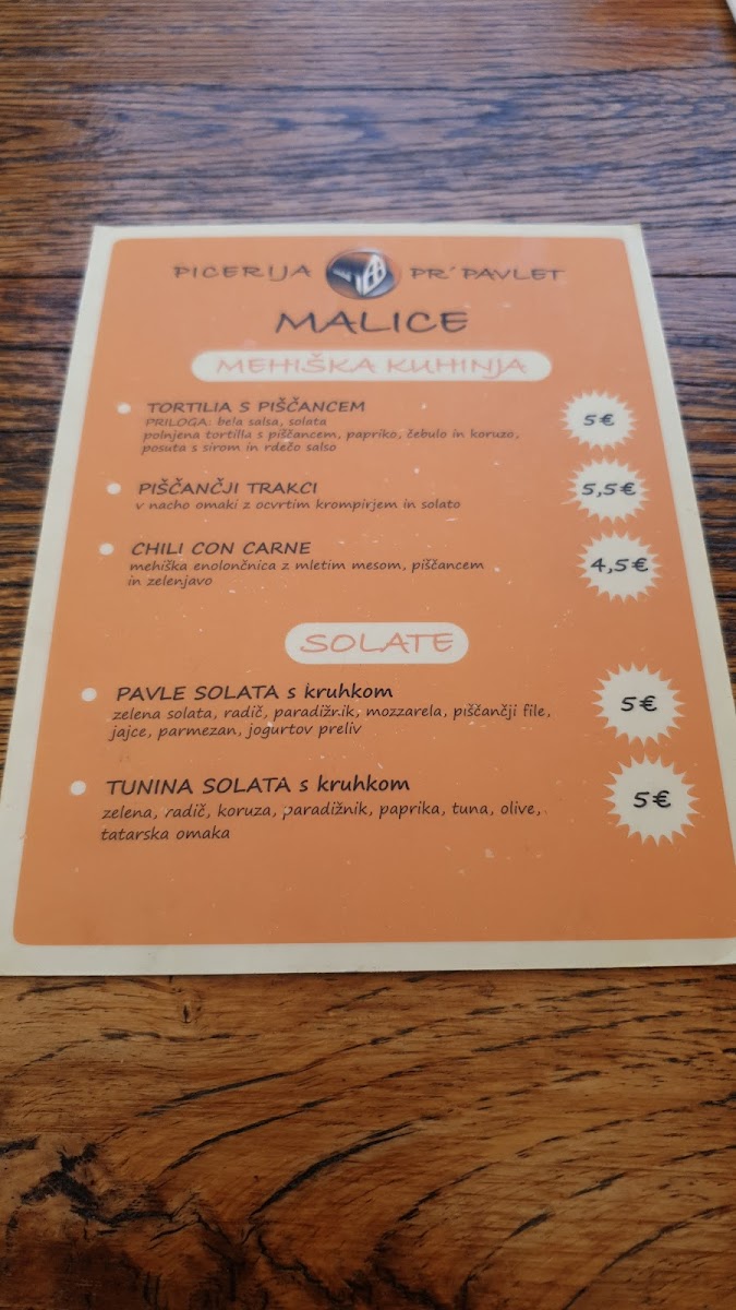 Menu Picerija Pr'pavlet, Setima Gostinstvo D.o.o.-4